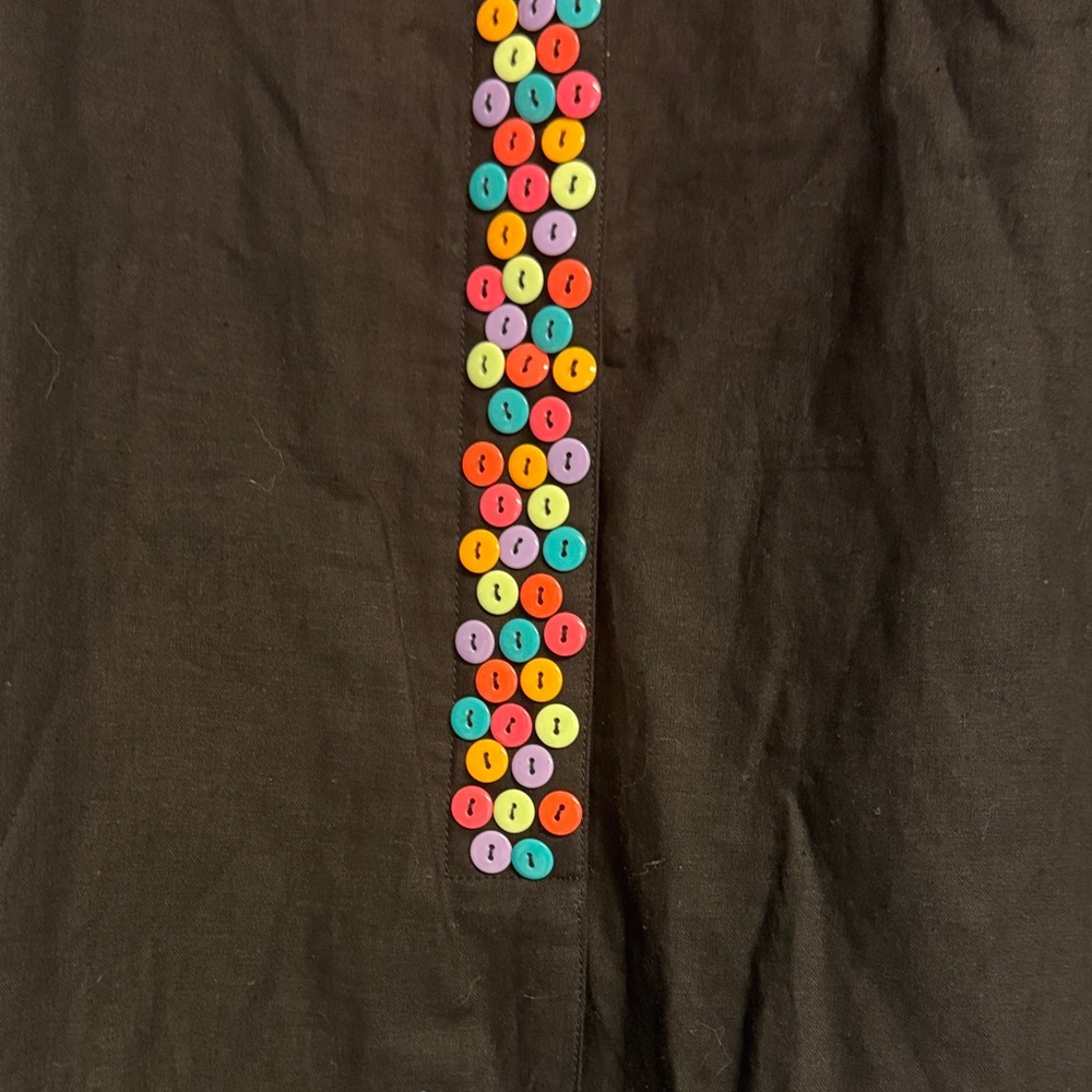 Diane Gilman Linen Shirt with Rainbow Button Accents - Picture 3 of 7